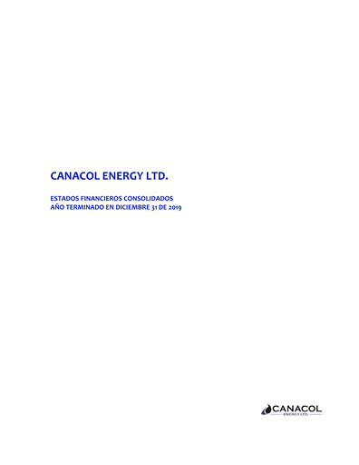 Thumbnail Canacol Energy Financial Statement 2019