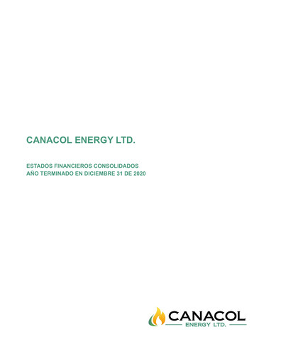 Thumbnail Canacol Energy Financial Statement 2020