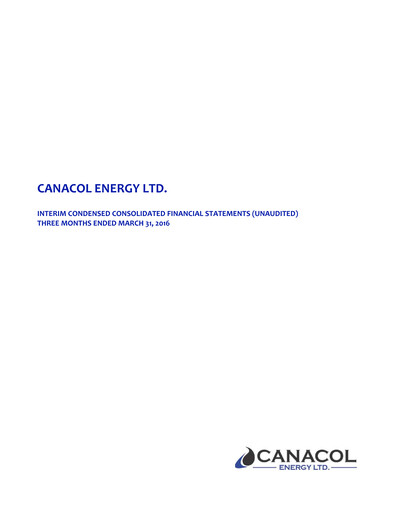 Thumbnail Canacol Energy Quarterly Report 2016-q1