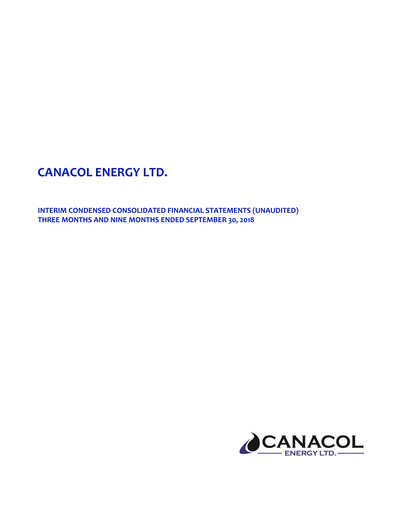 Thumbnail Canacol Energy Quarterly Report 2018-q3
