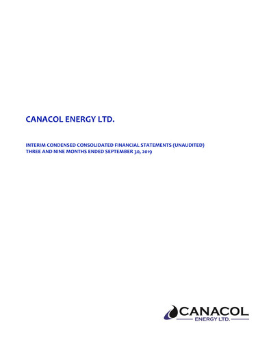 Thumbnail Canacol Energy Quarterly Report 2019-q3
