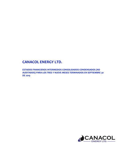 Thumbnail Canacol Energy Quarterly Report 2019-q3