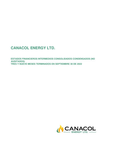 Thumbnail Canacol Energy Quarterly Report 2022-q3