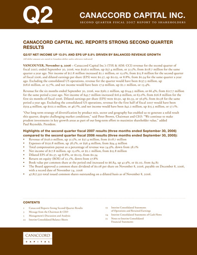 Miniature Canaccord Genuity Group Rapport trimestriel 2007-q2