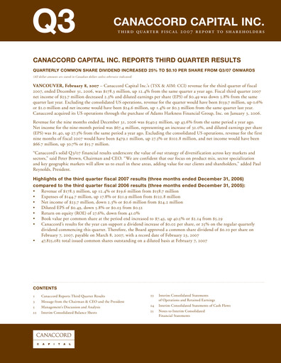 Miniature Canaccord Genuity Group Rapport trimestriel 2007-q3
