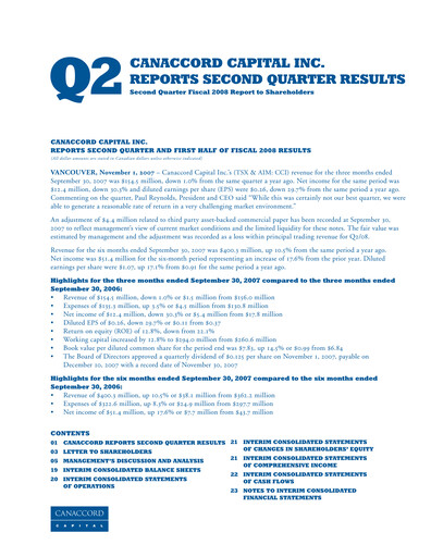 Miniature Canaccord Genuity Group Rapport trimestriel 2008-q2