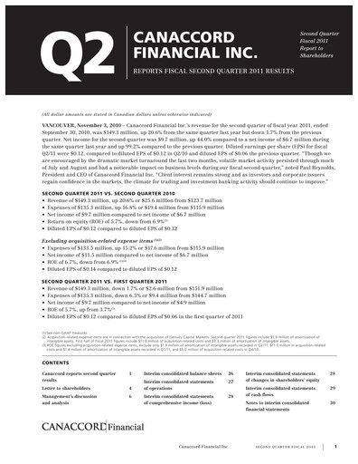 Miniature Canaccord Genuity Group Rapport trimestriel 2011-q2