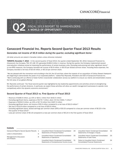 Miniature Canaccord Genuity Group Rapport trimestriel 2013-q2