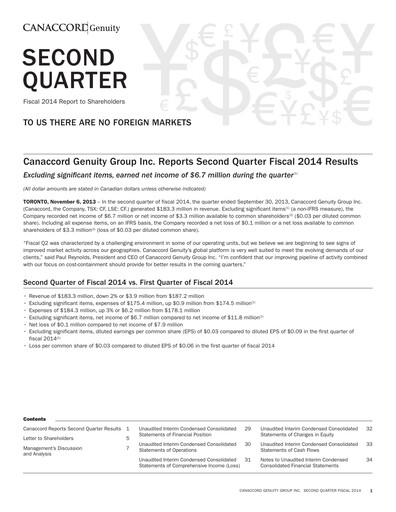 Miniature Canaccord Genuity Group Rapport trimestriel 2014-q2