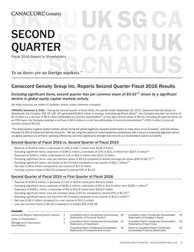 Miniature Canaccord Genuity Group Rapport trimestriel 2016-q2