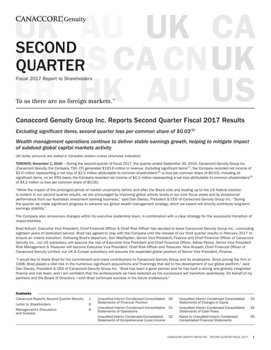 Miniature Canaccord Genuity Group Rapport trimestriel 2017-q2