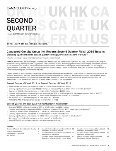 Miniature Canaccord Genuity Group Rapport trimestriel 2019-q2