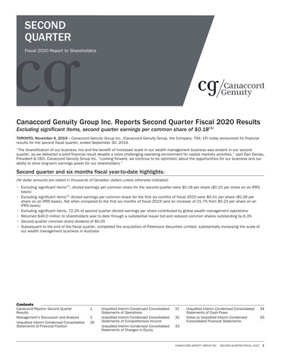 Miniature Canaccord Genuity Group Rapport trimestriel 2020-q2