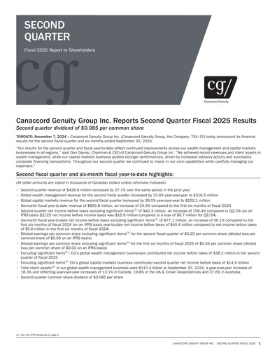 Miniature Canaccord Genuity Group Rapport trimestriel 2025-q2