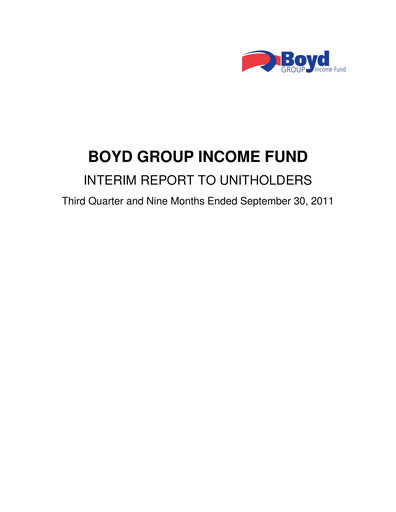 Thumbnail Boyd Group Quarterly Report 2011-q3
