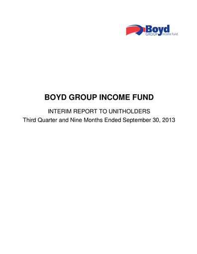 Thumbnail Boyd Group Quarterly Report 2013-q3