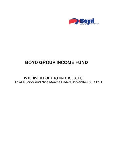 Thumbnail Boyd Group Quarterly Report 2019-q3