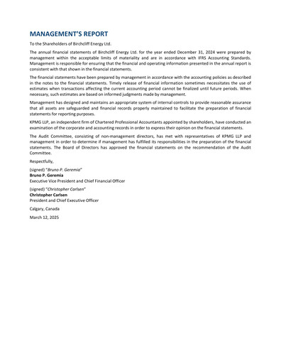 Thumbnail Birchcliff Energy Financial Statement 2024