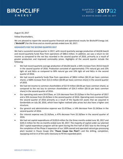 Thumbnail Birchcliff Energy Quarterly Report 2017-q2