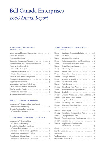 Thumbnail BCE Annual Report 2006
