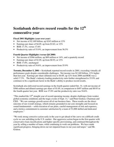 Thumbnail Scotiabank Financial Statement 2001