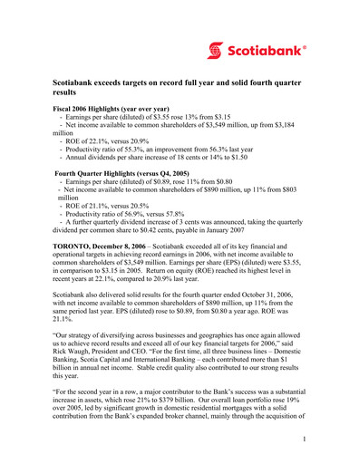 Thumbnail Scotiabank Financial Statement 2006