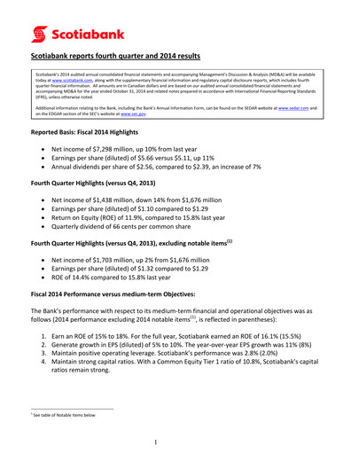 Thumbnail Scotiabank Financial Statement 2014
