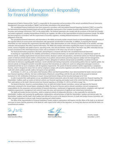 Thumbnail Bank of Montreal
 Financial Statement 2019