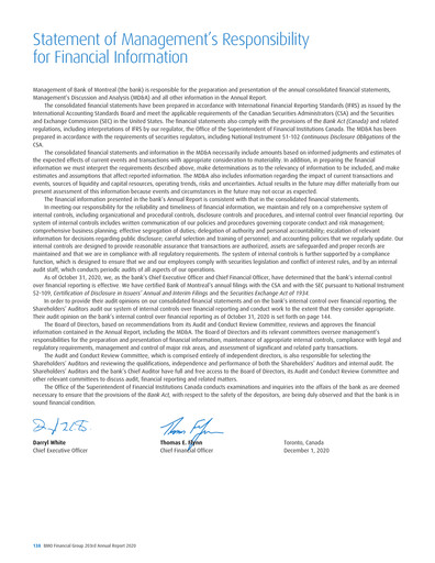 Thumbnail Bank of Montreal
 Financial Statement 2020