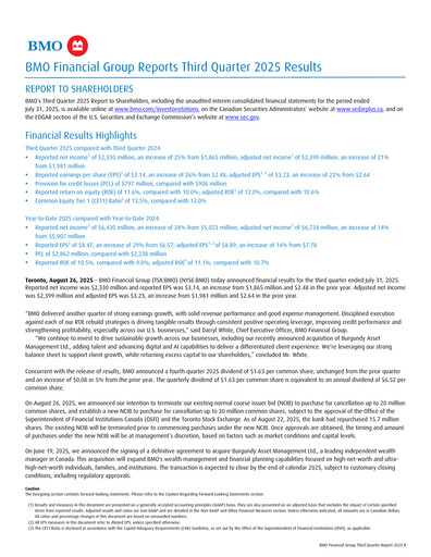 Miniature Bank of Montreal
 Rapport trimestriel 2025-q3