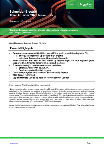 Miniature Schneider Electric Rapport trimestriel 2023-q3