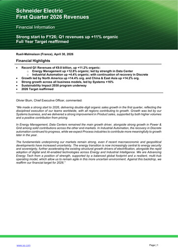 Thumbnail Schneider Electric Quarterly Report 2026-q1