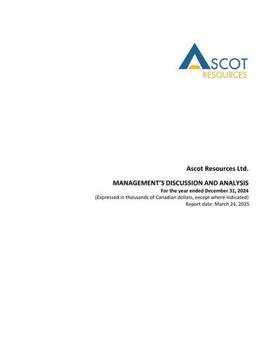 Vorschaubild Ascot Resources Finanzbericht 2024
