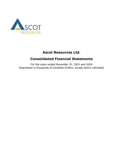 Thumbnail Ascot Resources Financial Statement 2021