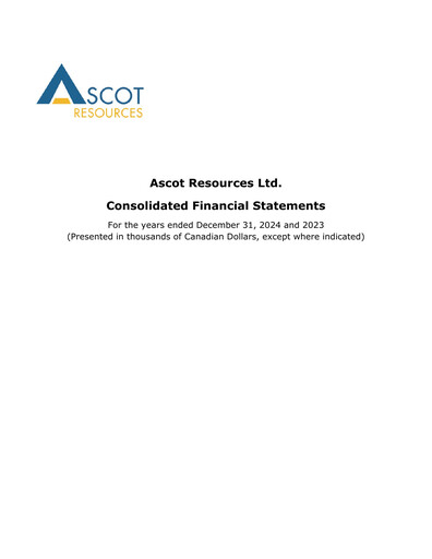 Thumbnail Ascot Resources Financial Statement 2024