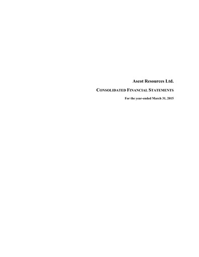Thumbnail Ascot Resources Financial Statement fy2015