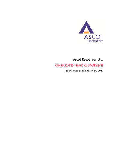 Thumbnail Ascot Resources Financial Statement fy2017
