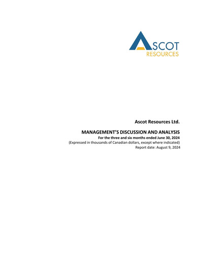 Vorschaubild Ascot Resources Quartalsbericht 2024-q2