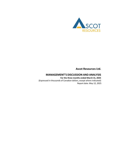 Vorschaubild Ascot Resources Quartalsbericht 2025-q1
