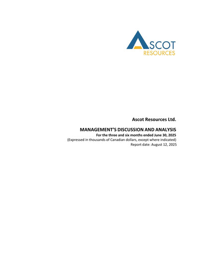 Vorschaubild Ascot Resources Quartalsbericht 2025-q2
