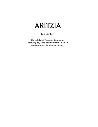 Thumbnail Aritzia Financial Statement 2018