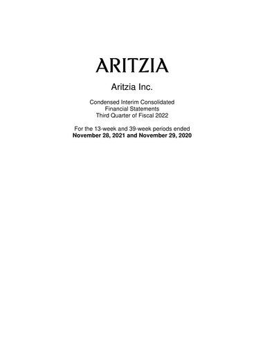 Thumbnail Aritzia Quarterly Report 2022-q3