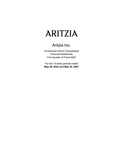 Thumbnail Aritzia Quarterly Report 2023-q1