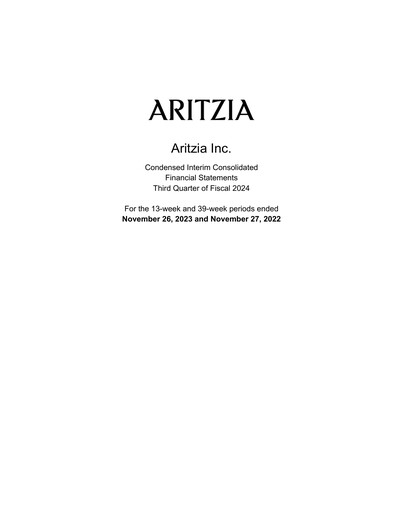 Thumbnail Aritzia Quarterly Report 2024-q3