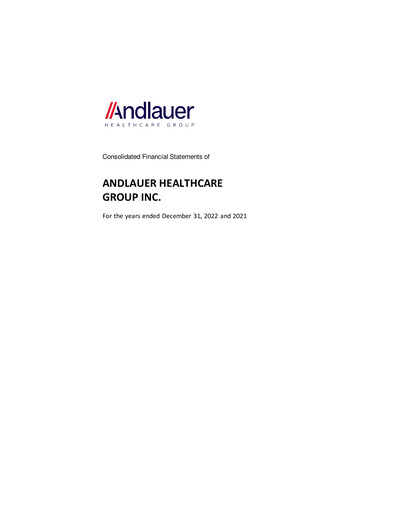 Thumbnail Andlauer Healthcare Group Financial Statement 2022