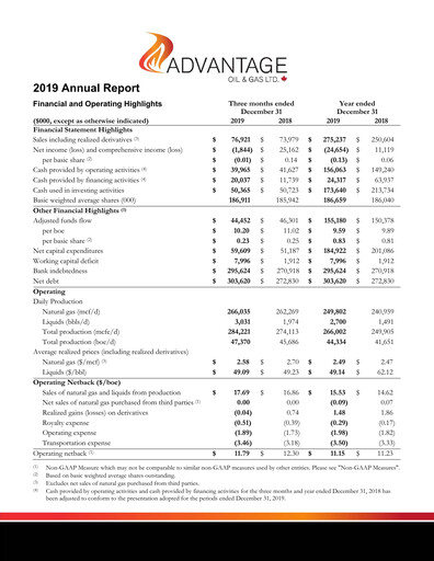 Thumbnail Advantage Energy Annual Report 2019