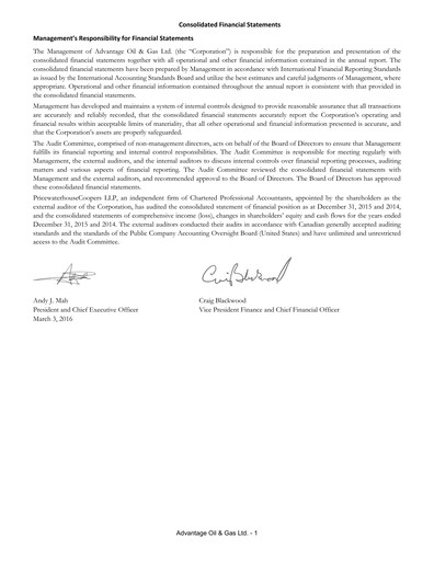 Thumbnail Advantage Energy Financial Statement 2015