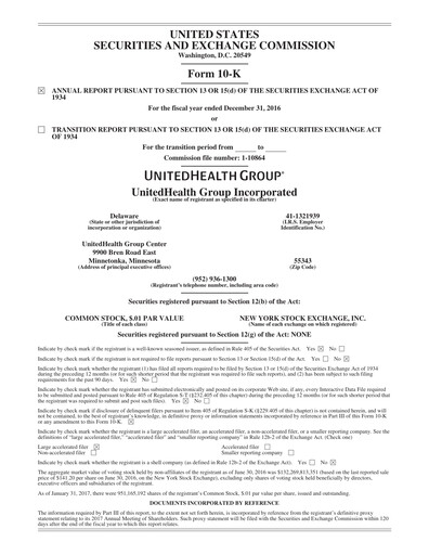 Thumbnail UnitedHealth Annual Report 2016
