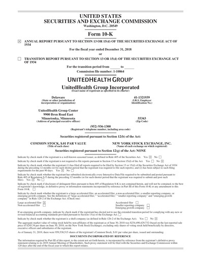 Thumbnail UnitedHealth Annual Report 2018