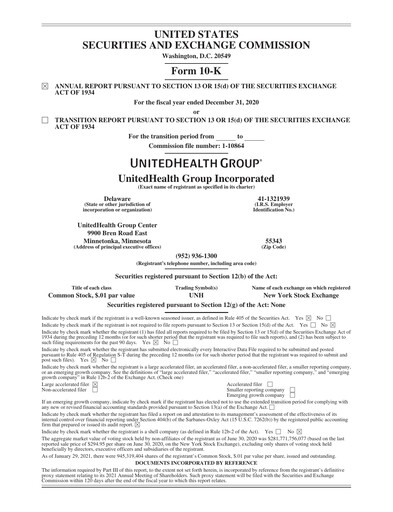 Thumbnail UnitedHealth Annual Report 2020